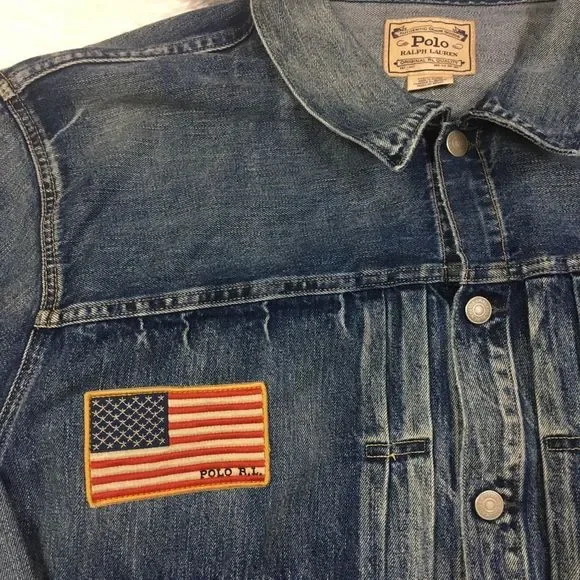 Men's POLO-RALPH LAUREN "SPORTSMAN" Denim Jacket (Casting Club) vintage - Picture 5 of 16